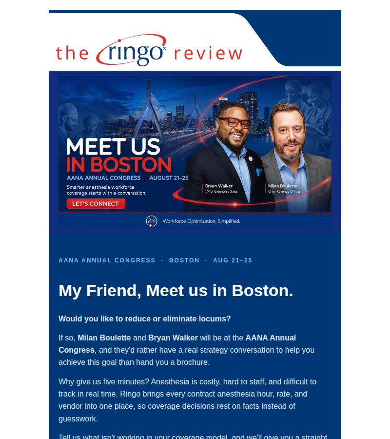 Version A preview of the August 2026 Ringo Review newsletter
